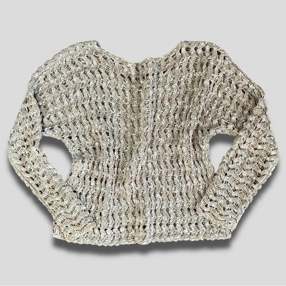 URBAN OUTFITTERS ECOTE BOHO HIGH LOW CROPPED OVERSIZED OPEN WEAVE SWEATER - S - Picture 2 of 7